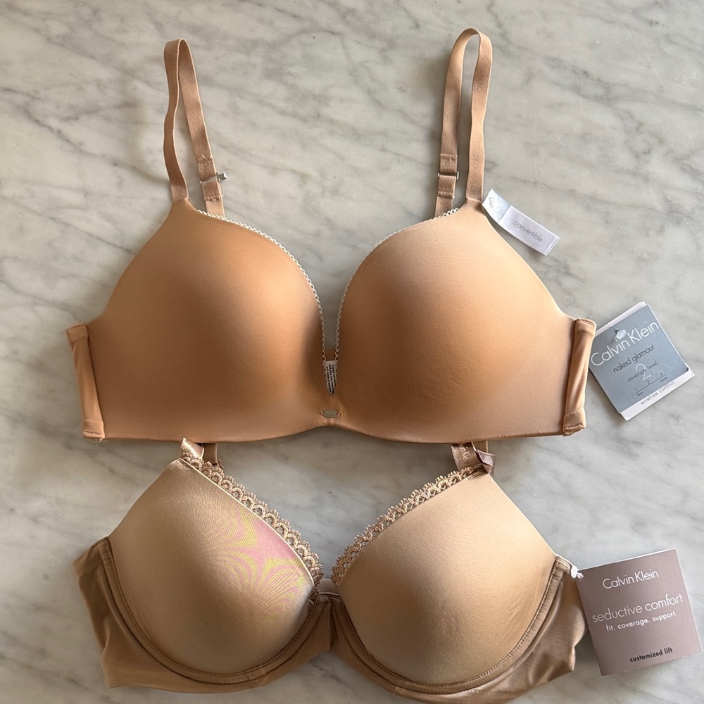 Calvin Klein Light Nude Smooth T-Shirt Bras Duo size 36C